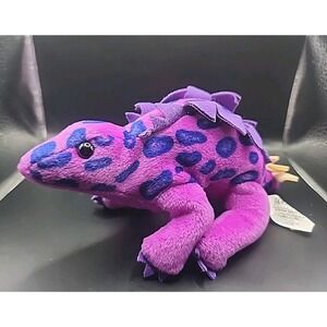 Vintage  24K Beanie Boppers Fantasaurs Collection Purple Stegosaurus Plush